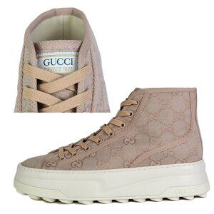 GUCCI SNEAKERS TENNIS 1977 GG SUPREME LOGO CANVAS SHOES  sz 39.5 9.5 US